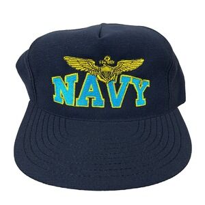 Vintage US Navy Hat Cap Snapback Made In USA Military Army 90s Veteran Wings